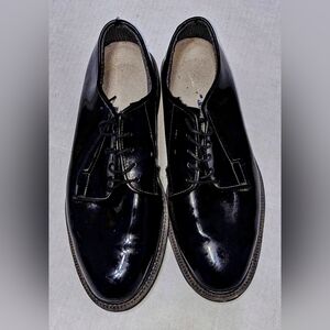 Bates Dress Shoes Black Patent Leather 12-D-1017 Lace Tie Vibram Soles‎ Mens 9E